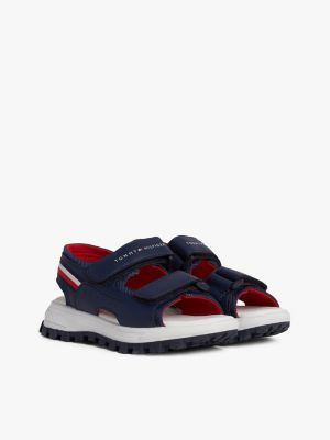 blue signature tape hook and loop sandals for boys tommy hilfiger