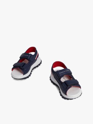 blue signature tape hook and loop sandals for boys tommy hilfiger