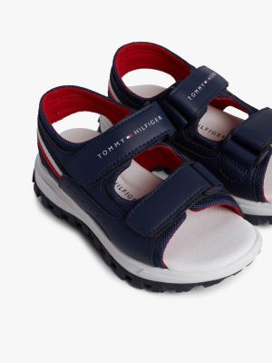 blue signature tape hook and loop sandals for boys tommy hilfiger