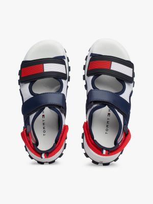 white flag colour-blocked hook and loop sandals for boys tommy hilfiger