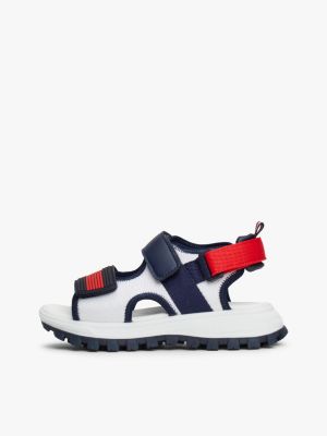 white flag colour-blocked hook and loop sandals for boys tommy hilfiger