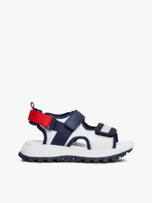 white flag colour-blocked hook and loop sandals for boys tommy hilfiger