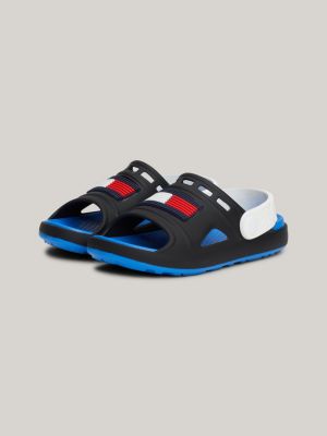 sandales colour-block à drapeau en caoutchouc noir pour enfant unisexe tommy hilfiger