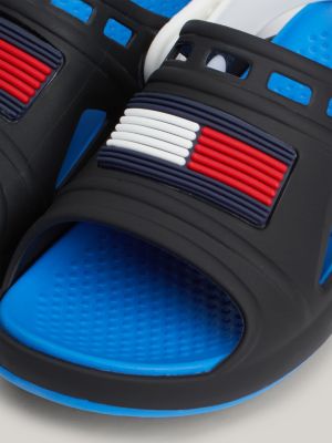 sandales colour-block à drapeau en caoutchouc noir pour enfant unisexe tommy hilfiger