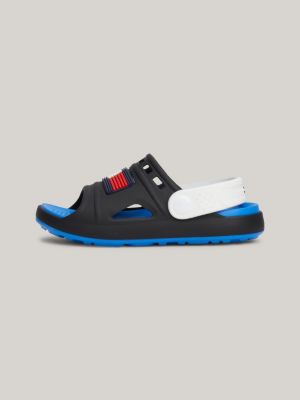 sandales colour-block à drapeau en caoutchouc noir pour enfant unisexe tommy hilfiger