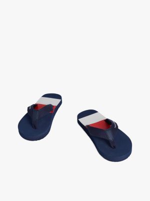 blue colour-blocked webbing flip-flops for boys tommy hilfiger