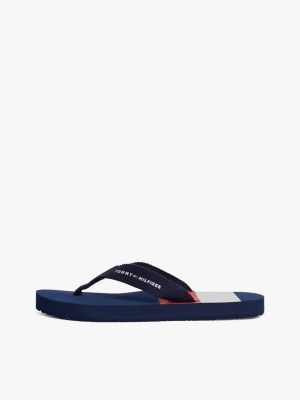 blue colour-blocked webbing flip-flops for boys tommy hilfiger