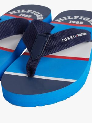 blue stripe curved logo webbing flip-flops for boys tommy hilfiger