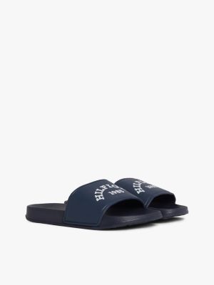 blue curved logo pool slides for boys tommy hilfiger