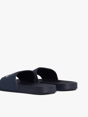 blue curved logo pool slides for boys tommy hilfiger