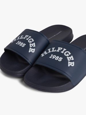 blue curved logo pool slides for boys tommy hilfiger