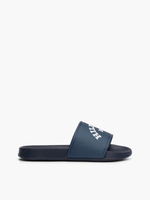 blue curved logo pool slides for boys tommy hilfiger