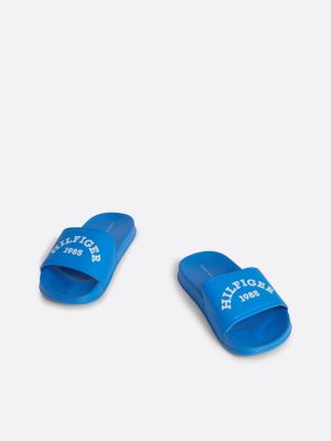 blue curved logo pool slides for boys tommy hilfiger