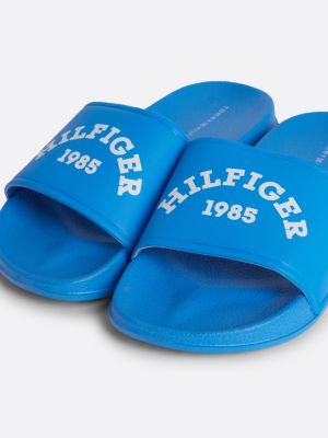 blue curved logo pool slides for boys tommy hilfiger