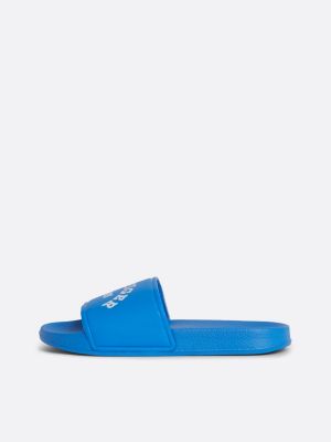 blue curved logo pool slides for boys tommy hilfiger