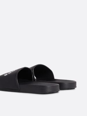 black curved logo pool slides for boys tommy hilfiger