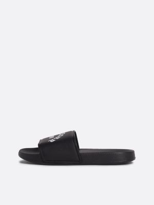 black curved logo pool slides for boys tommy hilfiger