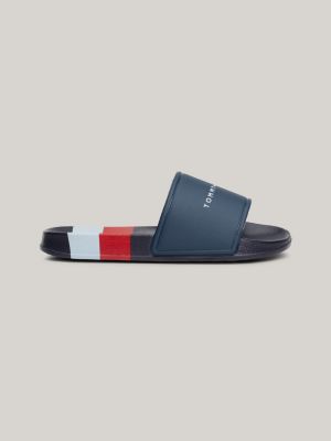 blue stripe logo pool slides for boys tommy hilfiger