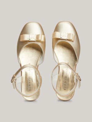 grey th monogram metallic leather bow ballerinas for girls tommy hilfiger