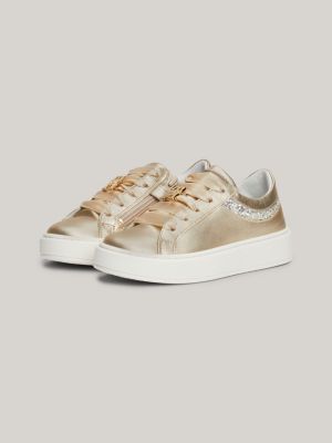 grijs sneaker met lintveters en th-monogram voor meisjes - tommy hilfiger