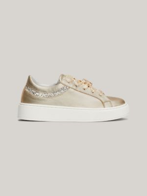 grey sneaker met lintveters en th-monogram voor meisjes - tommy hilfiger