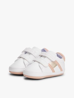 white flag hook and loop trainers for girls tommy hilfiger