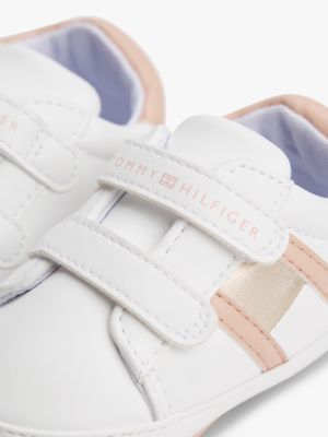 weiß sneaker mit klettverschluss und flag für mädchen - tommy hilfiger