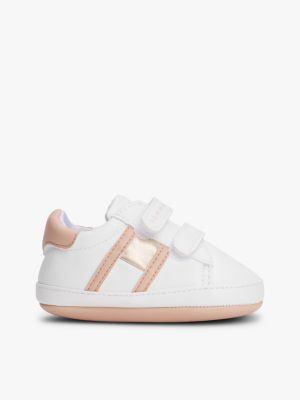 sneakers con fascetta a strappo e bandierina white da bambine tommy hilfiger