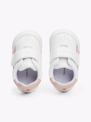 white hook and loop trainers for girls tommy hilfiger