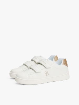 white hook and loop trainers for girls tommy hilfiger