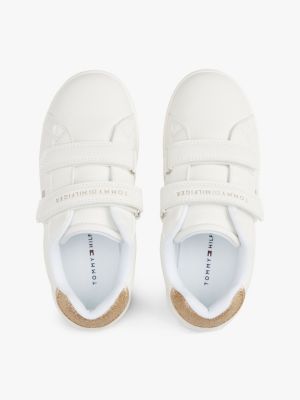 white hook and loop trainers for girls tommy hilfiger