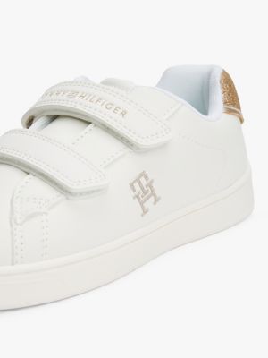 white hook and loop trainers for girls tommy hilfiger