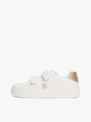 white hook and loop trainers for girls tommy hilfiger