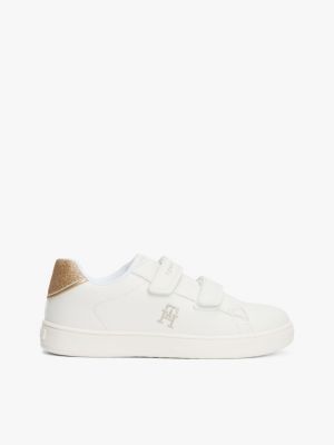 white hook and loop trainers for girls tommy hilfiger