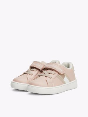 pink lace-up hook and loop trainers for girls tommy hilfiger