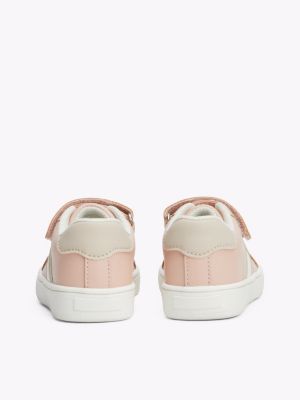 pink lace-up hook and loop trainers for girls tommy hilfiger