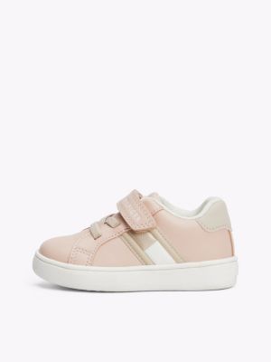 pink lace-up hook and loop trainers for girls tommy hilfiger