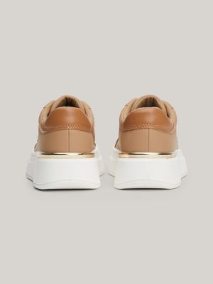 zapatillas deportivas de cordones th monogram beige de niñas tommy hilfiger