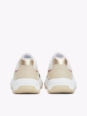 beige mesh lace-up trainers for girls tommy hilfiger