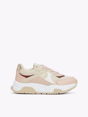 pink mesh lace-up trainers for girls tommy hilfiger