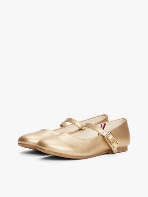 gold ballerinas mit metallic-finish für mädchen - tommy hilfiger