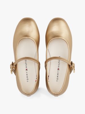 gold ballerinas mit metallic-finish für mädchen - tommy hilfiger