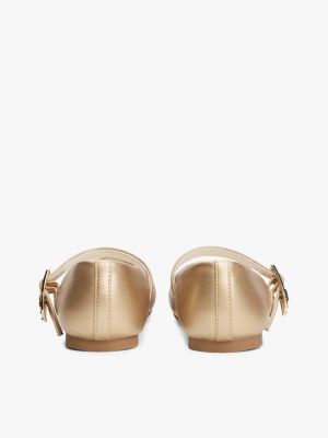 gold ballerinas mit metallic-finish für mädchen - tommy hilfiger