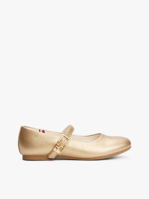 gold ballerinas mit metallic-finish für mädchen - tommy hilfiger