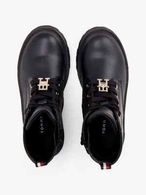 zwart enkellaars met veters en profiel voor meisjes - tommy hilfiger