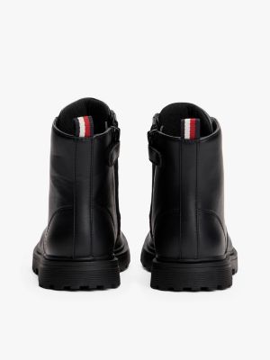 zwart enkellaars met veters en profiel voor meisjes - tommy hilfiger