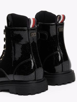 stivaletti stringati nero da bambine tommy hilfiger