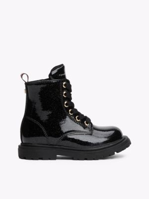 black lace-up ankle boots for girls tommy hilfiger