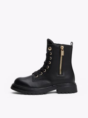 black lace-up ankle boots for girls tommy hilfiger