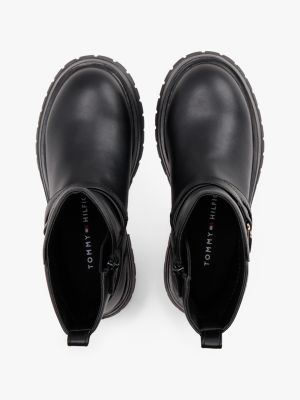 schwarz mittelhoher stiefel mit knöchelriemen für mädchen - tommy hilfiger